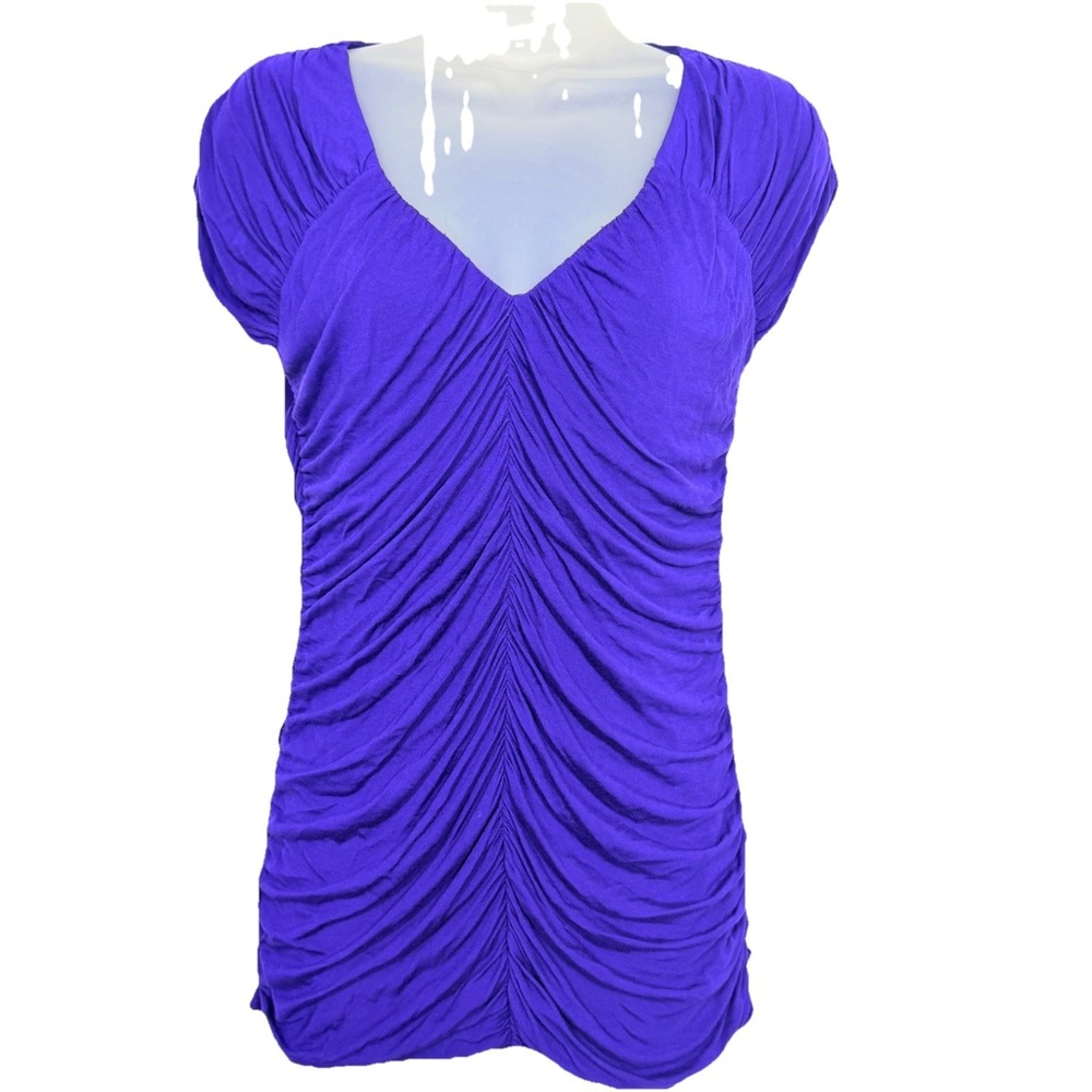 Express Purple Ruched Longline Blouse Top Womens Small Y2K Going‎ Out